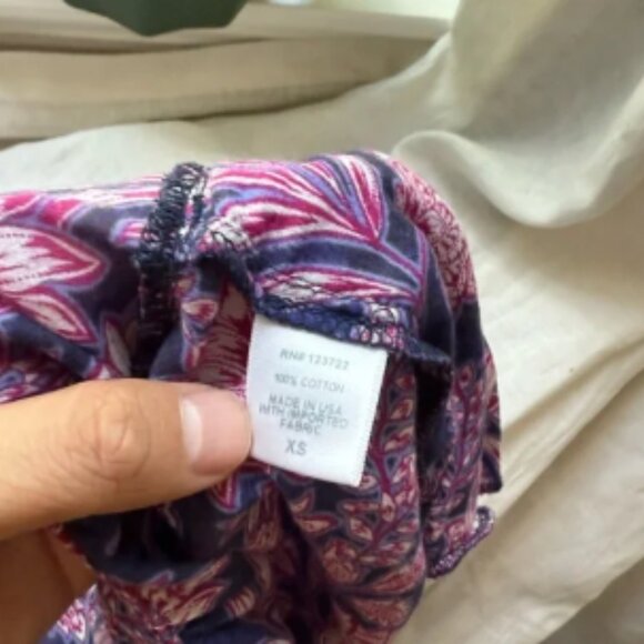 XIRENA navy purple magenta floral cotton lightweight tapered leg cropped pants - Picture 5 of 5